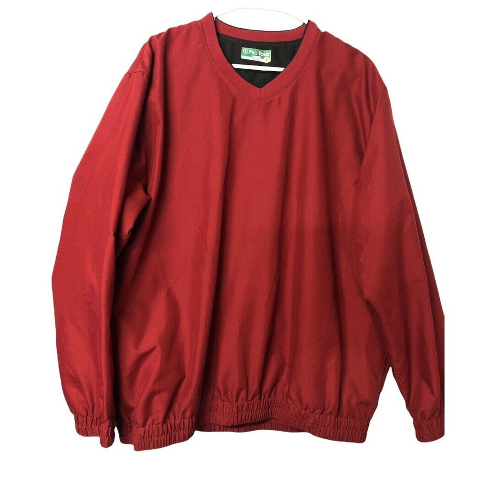 Pro Tour Windbreaker‎ Jacket Men’s Large Red V-Neck Pullover Lightweight
